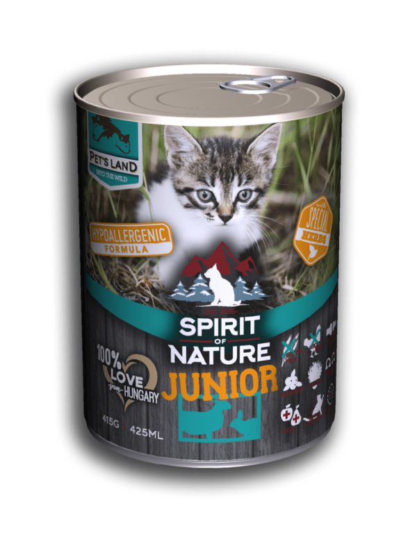 Spirit of Nature Junior macska hipoallergén konzerv bárány és nyúl 415g